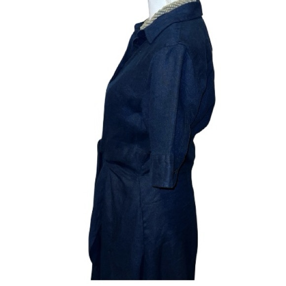 Ralph Lauren Tie-front Linen Shirtdress with pockets in navy - Picture 8 of 14